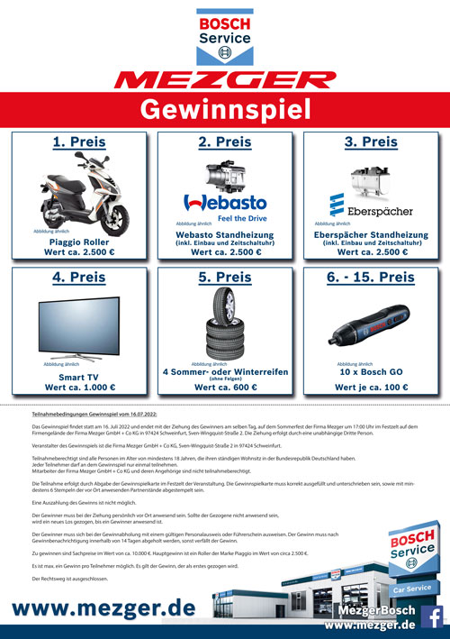 Sommerfest Mezger Schweinfurt 16.07 Gewinnspiel