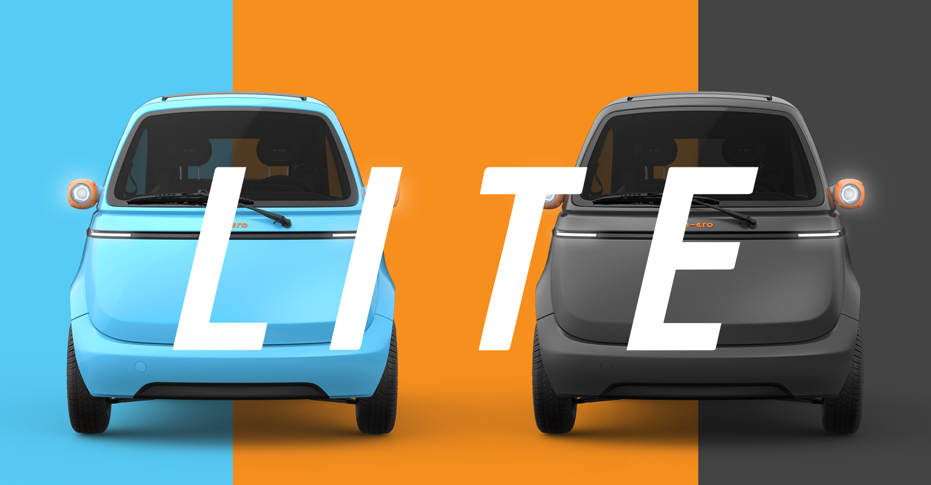 Titelbild Microlino Lite mit zwei Autos im Vordergrund
